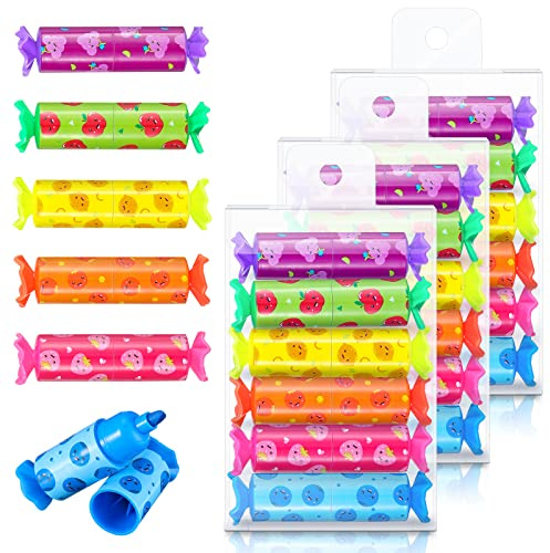 Geyee 24 Pieces Mini Highlighter Candy Pastel Highlighter for Kid Student 6 Colors Cute Chisel Tip Marker Pen for Candy Party Birthday Drawing Poster Diary Greeting Card School Office Supplies