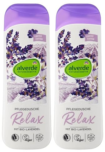 alverde NATURKOSMETIK 2er-Set Duschgel RELAX pH-hautneutrale Pflegedusche mit Lavendel aus kontrolliert biologischem Anbau, reinigt sanft mit herrlichem Duft für pure Entspannung (2 x 250 ml), 500 ml