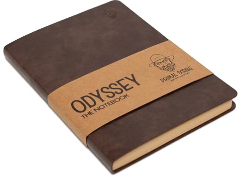 Primal Scribe Odyssey Notebook Journal for Men - Lined Pages, 100 GSM Thick Kraft Paper, A5 Size, Brown Leather, Soft Cover