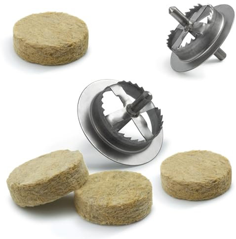 STRÜBER WDVS SET (Mineralwolle Rondelle 100 Stk. + Metall Fräser 1 Stk.) / Satz für Fassadendämmung/Wärmedämmung/Scheiben aus Mineralwolle/Abdeckkappen und Fräse