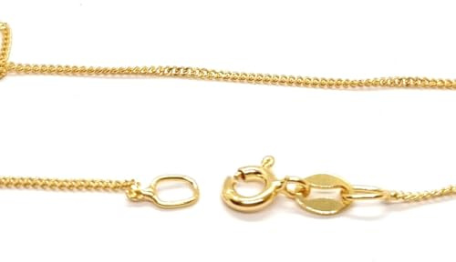 Markylis - Solid Italian 18ct Gold on Sterling Silver Curb Link Necklace Chain for Women and Ladies - 1mm - 18inch - 18