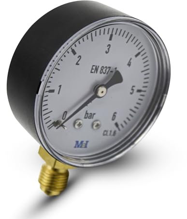 DOJA Barcelona | Manomètre Pression Air, Eau, Pompe, Compresseur | Ø 50mm | Conexion Laiton Vertical BAR/PSI | Inox