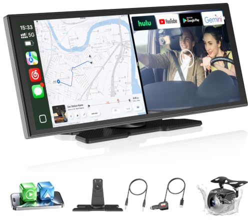 OTTOCAST Ottoscreen AI, 11,4 Pulgadas Pantalla Coche Carplay y Android Auto,Inalámbrico Carplay mit Youtube/Tiktok, Pantalla para Coche con 1080P Cámara de Marcha atrás,Navegador GPS, Android 15OS