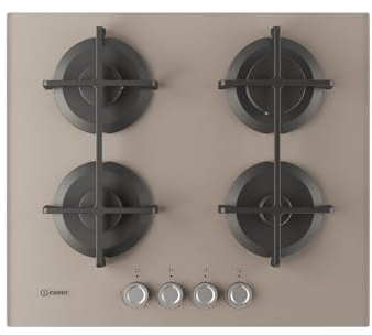 Indesit ING 61T/TD 1 piano gas vetro tortora 60cm 4 fuochi griglie in ghisa lavabili in lavastoviglie