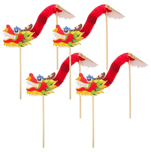GARVALON Lot de 4 Décorations de Dragons en Papier 3D Grosse Taille Rouge pour Nouvel an Chinois et Festival du Printemps Accessoire Photo DIY Éducatif et Créatif pour Garçon et Filles