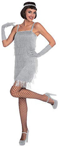 amscan 9905793 Adults Womens Silver 20's Flapper Fancy Dress Costume UK Dress Size 14-16