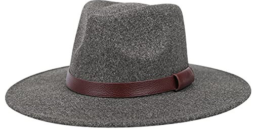 FEOYA Fedora Hut Herren Grau Breit krempe Filzhut Panama Hut Mafia Gangster 1920s Gatsby Kostüm Accessoires