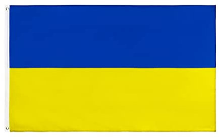 TeeFly Bandiera Ucraina, 90 x 150 cm, bandiera ucraina con occhielli in ottone, bandiera Ucraina, poliestere, bandiera nazionale ucraina, per giardino e esterno