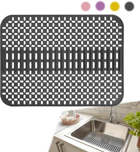 SpüLbeckeneinlage, Silikon SpüLbeckenmatte Silikon 43 x 32 cm, Spülbeckenschutz, hitzebeständig und rutschfest Küchen Abtropfuntersetzer Schutzeinlage