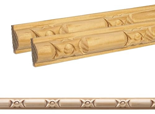 ben+camilla.com Ornament Leiste Holz für Möbel in 14 x 7 x 1000 mm | 2-er Set = 2 Meter | SK-955 mit 3D Geometrisch Kiefer | Zierprofile Friesenleiste Wandleiste Profilleiste