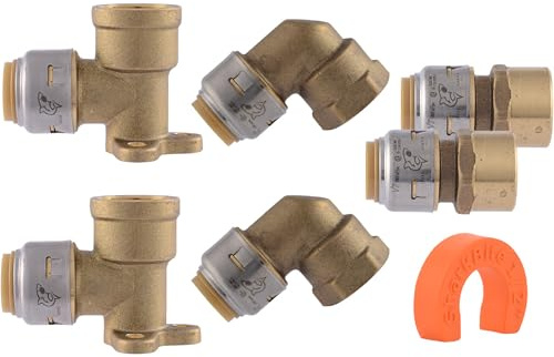 SharkBite Max Shower and Tub Connection Kit, Push to Connect Brass Plumbing Fittings, PEX Pipe, Copper, CPVC, PE-RT, HDPE, UR25567