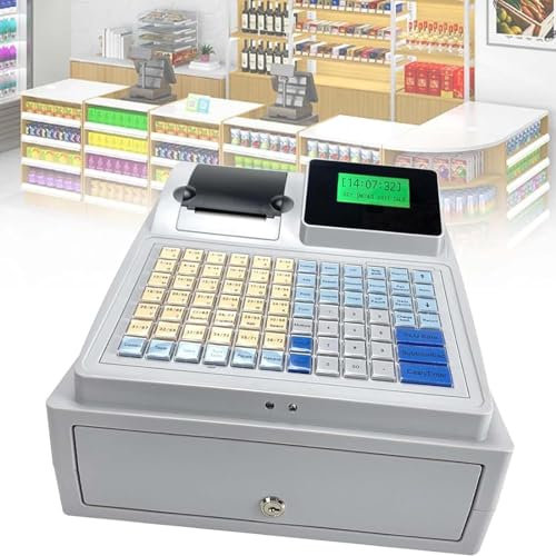 Elektronische Registrierkasse,81-Tasten-Registrierkasse für kleine Unternehmen,englisches POS-System,8 digitale LED-Handelskasse mit Schublade,für kleine Unternehmen/Einzelhandel/Restaurants