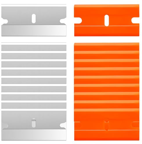 Razor Blade Scraper,Rasierklingenschaber,Premium Schaber Set,Glasschaber Für Fenster Mit 20 Metall- Und Kunststoff-Rasierklingen,Küchenschaber Zum Reinigen Von Kochfeld, Abziehbildern (Ersatzklingen)