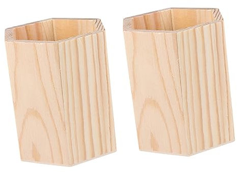 ORFOFE 2piezas Organizador Hexagonal De Madera Sin Tratar Para Portalápices y Brochas De Maquillaje Diseño Robusto Para Hogar y Espacio De Trabajo
