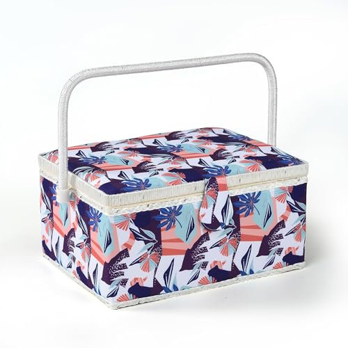 NOTIONSLAND Nähkörbe für Zuhause, Groß Nähbox zur Aufbewahrung und Organisation, Nähkorb mit Zubehör, Geschenk für Weihnachten, Erntedank, Muttertag (Bunt Geometrisch)