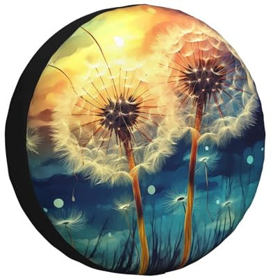 Reifenhülle Dandelion DIY Drawing Paint Radabdeckung Schmutzfest Ersatz Reifen Abdeckung Waschbar Reifen-Aufbewahrungstasche Für Wohnmobile Mpv Truck 17 inch