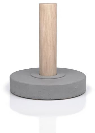 Luxerior Designs | Toilettenrollenhalter Beton & Holz WC Rollenhalter modern Hell- oder Dunkelgrau mit Buche oder Eiche – Korkgleiter, lebensmittelechte Versiegelung (Eiche | dunkelgrauer Beton)