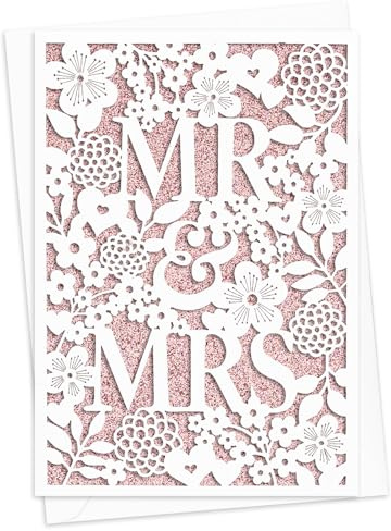Wedding card Mr and Mrs gifts - Elegant Laser Cut Greeting Cards, Wedding Cards for Bride and Groom, for Birthday Anniversary and Weddings Invitation
