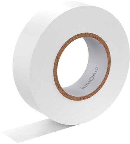 Lumonic 50 rouleaux de ruban isolant PVC 19mm x 20m ruban adhésif blanc I Convient aux électriciens et aux bricoleurs I Ruban adhésif isolant en différentes longueurs et couleurs