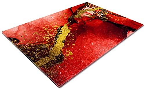 Glass Chopping Board 50 x 40 | Kitchen Worktop Protector | Multifunctional Cutting Board | Work Top Savers | Kitchen Accessories | Extra Large | Black Red Gold