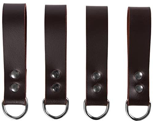 Heavy Duty Leather Tool Belt Accessories (Suspender Loop Attachment 4-Pack) (BROWN COLOR)