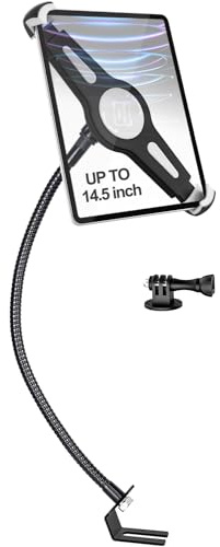 Dosvsi Car Seat Rail Large Tablet Holder for Truck, Heavy Duty Car Floor Bolt Tablet Mount with Sturdy Gooseneck Arm, Vehicle Floor Mount for iPad Pro 13 12.9 Air, Tab, Surface, 9.7-14.5 Tablets