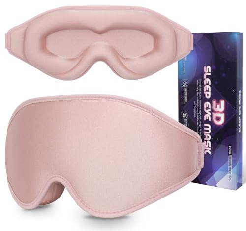 Sleep Mask 3D Eye Mask for Sleeping 100% Light Blocking Eye Covers with Adjustable Strap Night Blindfold for Women Memory Foam Light Pink
