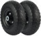 2 Pack 10-Inch Solid Wheel Replacement 4.10/3.50-4 Flat Free Tire and Wheel with 5/8 extra Double Sealed Bearings for Garden Carts Dump Cart Hand Truck Wheelbarrow Garden Wagon
