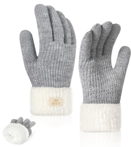 TAGVO Guantes de Punto Invierno para Mujer, Guantes Táctiles Térmicos de Lana con Forro Polar Suave, Guantes de Touch Screen Elástico, Guantes Regalo Mujer para Esquí Ciclismo Senderismo Correr