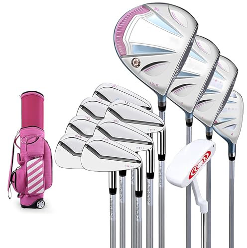 CFDZCP 12 Pieces Complete Ladies Golf Clubs Set Right Hand For Women Golf Clubs Set, 3 Woods + 7 Irons + 1 Putter + 1 Irons With Stand Bag, Golf Training
