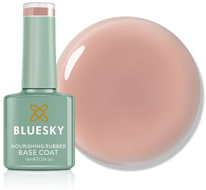 Bluesky Rubber Base Coat 10ml – Subtle Veil - BNR09, Base Gel for Nails, Strengthening Gel Base Coat for 21 Day Manicure, LED UV Lamp Required