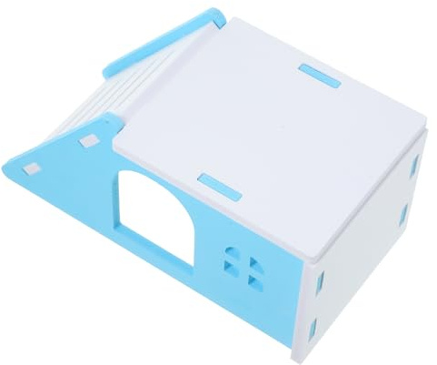 HEMOTON Escondite para Hámster Pequeño Diseño Inclinado, Material Seguro Liviano, Tamaño Compacto Azul, para Jaulas de Interiores, Adecuado para Hámsters y Otras Mascotas Pequeñas