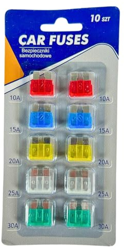Juego de 10 fusibles planos para coche, 10 A a 30 A, minifusibles planos para coche, moto, camión y barco, codificados por colores, cambio rápido, protección contra cortocircuitos y sobrecargas