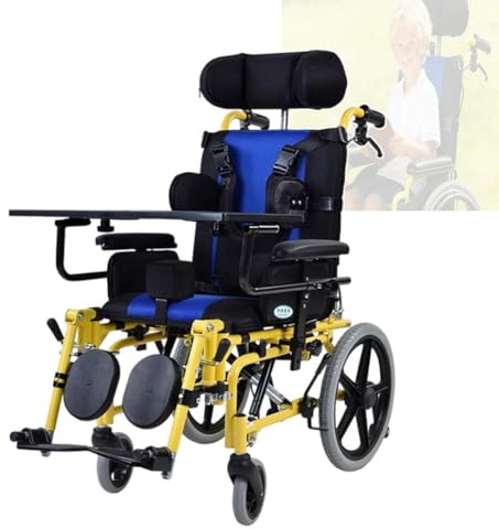PA-DABAOO Fauteuil Roulant Ergonomique Pour Enfant, Fauteuil Roulant Multifonctionnel Pour Enfants Handicapés, Fauteuils Roulants Manuels Pour Paralysie Cérébrale Avec Table,Upgraded