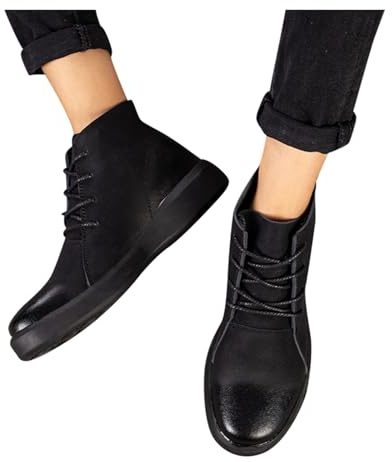 YOSUWOAI Zapatos impermeables para hombre, zapatillas de exterior, botas cortas medias, botas de piel, botines de traje, botines de negocios, botines con tacón de bloque de punta, zapatos de cuero
