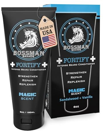 Bossman Fortify Intense Beard Conditioner for Men (Magic Scent) – Moisturizes, Replenishes & Protects with Natural Ingredients – Thicker Formula, Made in USA