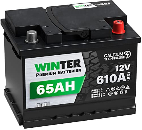 WINTER Premium Autobatterie 12V 65Ah 610A/EN Batterie statt 55Ah 56Ah 60Ah 61Ah 62Ah 63Ah 64Ah
