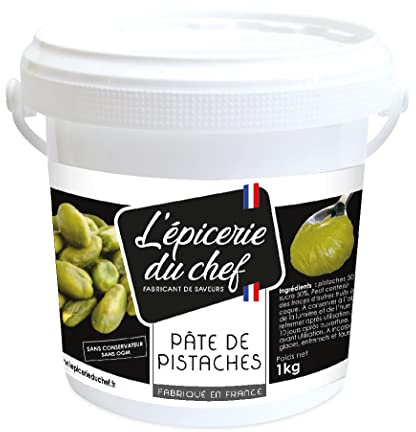 Épicerie du Chef - Pâte de Pistaches 1 kg - Ingrédient pour Pâtisseries, Desserts, Macarons, Entremets, Cakes, Glaces, Smoothies, Gâteaux - Cake Design - EDC8641