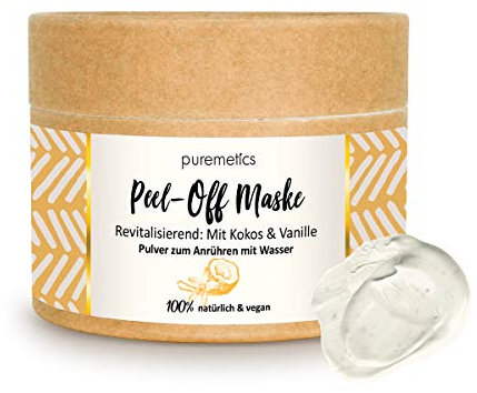 puremetics Peel-Off Maske  Cocos Vanille (65g = 7 Anwendungen) für alle Hauttypen | Zero Waste | 100% natürlich, vegan & plastikfrei | Naturkosmetik ohne Plastik