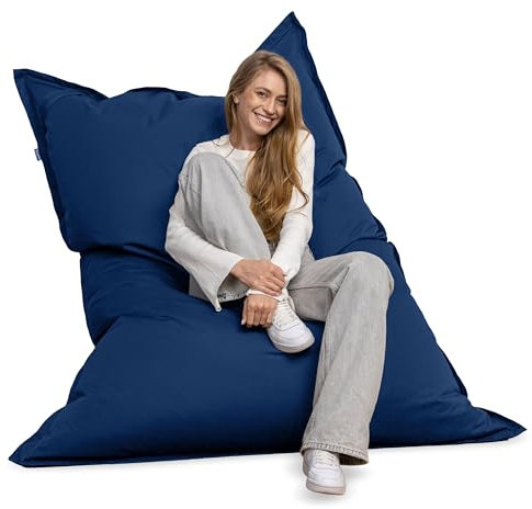 Bruni Riesen-Sitzsack Caree in Königsblau – rechteckiger XXL-Sitzsack mit 140x180 cm und 400 l Füllung, Bean-Bag mit Innenhülle, Liegesack, Abnehmbarer Bezug, Indoor und Outdoor, aus Deutschland