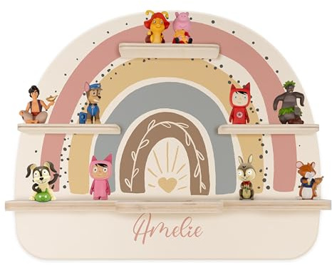 Kidsmood - Tonie Regal mit Namen – Wandregal für Toniebox 1 & Figuren | Abgerundete Ecken & Kanten Inkl. Metallplättchen für Tonie Hörfiguren | Kinderzimmer Regal für Mädchen & Jungen