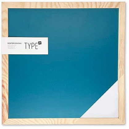 Magnetische Kreidetafel mit Holzrahmen (40 x 40 cm), zweiseitige Magnettafel, Wandtafel, Schreibtafel zum Aufhängen (Blau-Weiss)