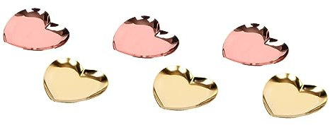 Holibanna 6pièces Plateau Décoratif Forme De Cœur Pour Bijoux Support Élégant Pour Anneaux Boucles Oreilles Et Accessoires or Rose