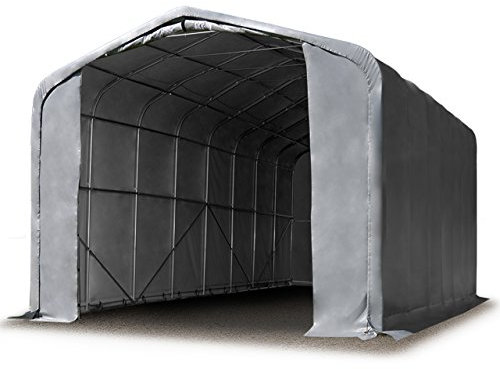 TOOLPORT Lagerzelt 6x24 m Zelthalle / 4 m Seitenhöhe PVC Plane 2300 N grau mit Statik (Erduntergrund)