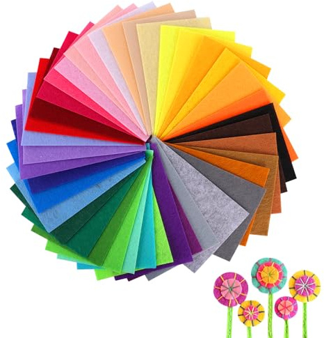 40Pcs Non-Woven Felt Sheet Set, 10x15cm DIY Nonwoven Felt, 1mm Assorted Colors Soft Craft Fabric Square, Solid Color Patchwork Sewing Felt, Pre-Cut Felted Fabric Sheet for Kids School Projects