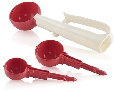 Tupperware Portionierschaufeln, Universalgriff und drei aufsteckbare Schaufeln (klein, mittel und groß)