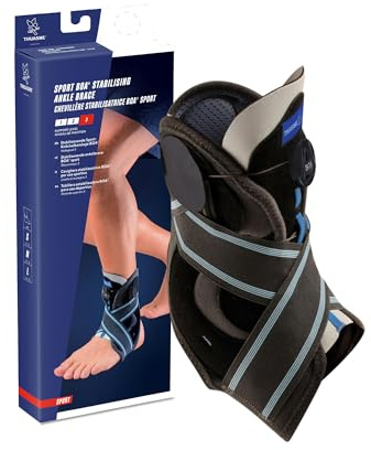 Thuasne Sport - Chevillère Stabilisatrice Boa - Chevillère Stabilisatrice Rigide - Entorse Sévère, Tendinopathie, Genou Instable - Indice de maintien 3/3 - Dispositif Médical CE - Bleu, L