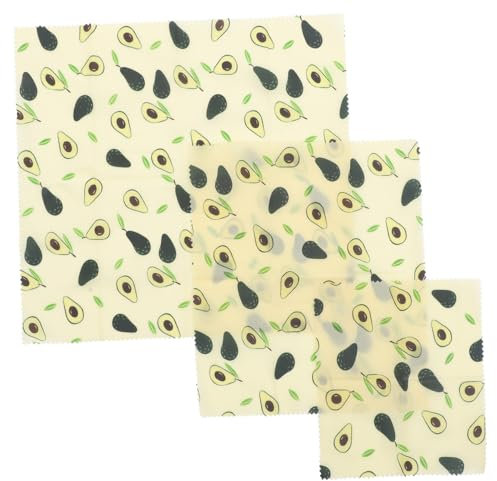 HAWILLOSCH 3pcs Beeswax Food Wraps Reusable -Keeping Cloths for Food Storage Kitchen Wraps for Sandwiches Fruits and Vegetables