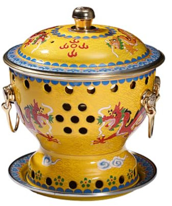 IUYIXWFP Einzelperson Kleiner Kupfer Topf Altes Peking Kleiner Fettes Kuh Hot Chinese Chinese Traditionelle Cloisonne Hot Pot Handels Alkohol Aktien roter Kupfer Hot Pot,C