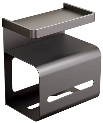 Porte Papier Toilette Mural à 3 Niveaux, Auto-AdhéSif Support Papier sans Perçage, Porte en Acier Carbone pour Papier, Mouchoirs et Cosmétiques (Gris)